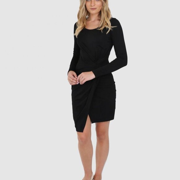 NWT Madison The Label Sz M Boutique Albany Dress Knot Waist Figure Hugging - Picture 2 of 5